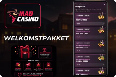 Welkomstpakket voor nieuwe spelers Mad Casino